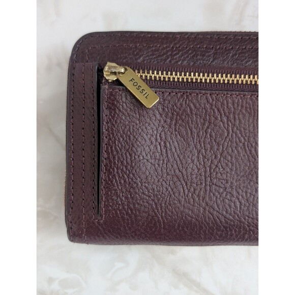 Fossil Wallet Logan RFID Zip Around Leather Chevron Multicolor Boho Western - Picture 7 of 16